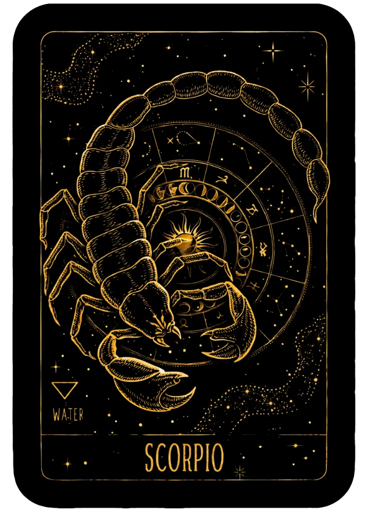 Scorpio (♏) Western zodiac sign illustration — Water Fixed sign ruled by Mars & Pluto — Taroscoper